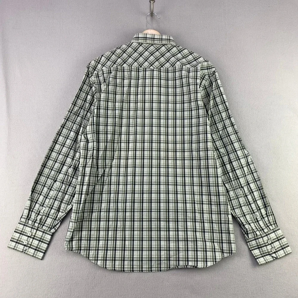 Banana Republic Plaid Western Button Down Men M Green Long Sleeve Shirt NWT